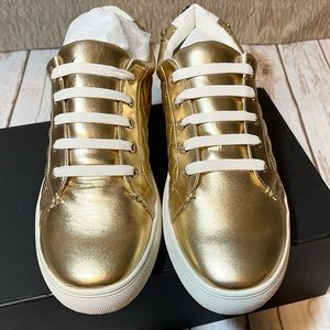 Kurt Geiger Ladies Gold Leather Sneakers